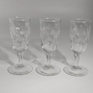 Set Of 3 Vintage Clear Crystal Diamond Small Lead Modern Liqueur Glasses